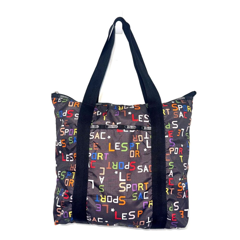LeSportsac Multicolor Large Logo Tote Bag - Black/Rainbow